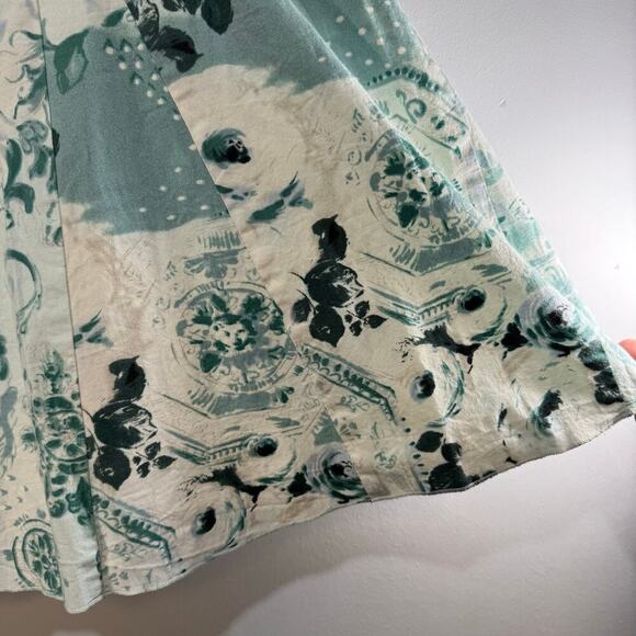 Lapis green and white floral skirt. Size M - Picture 4 of 9